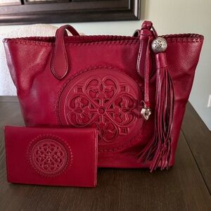 Brighton Ferrara Gabriella Red Medallion Tassel Tote & Wallet for Valentines Day